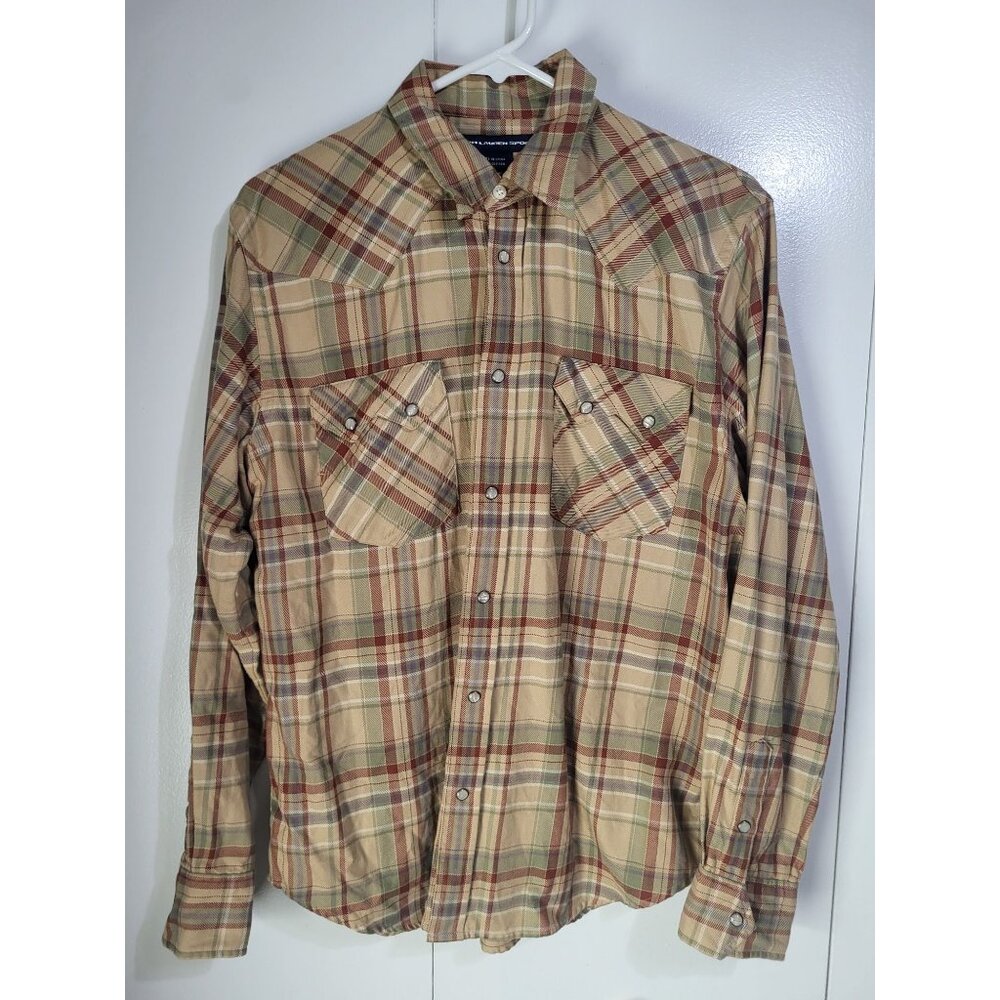 VTG Ralph Lauren Sport 90's Plaid Western Shirt SZ 14 Classic Fit Preppy Pearl S - Picture 2 of 6